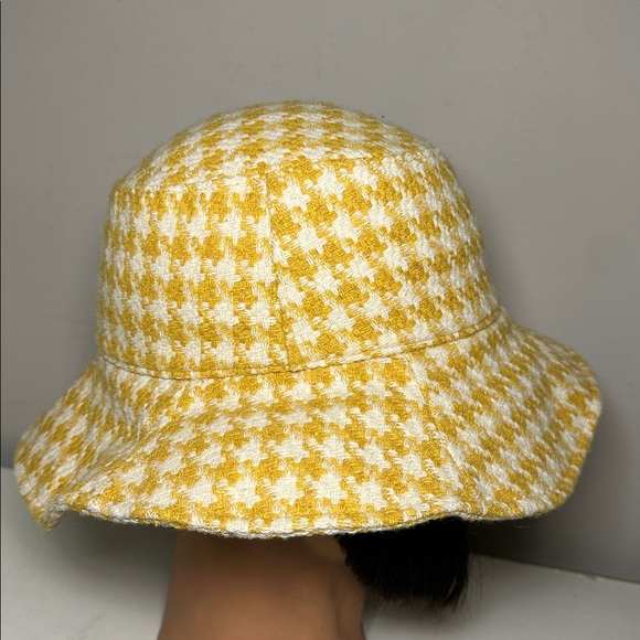 San Diego Hat Co Yellow and White wool Houndstooth floppy Bucket Hat - Picture 4 of 6